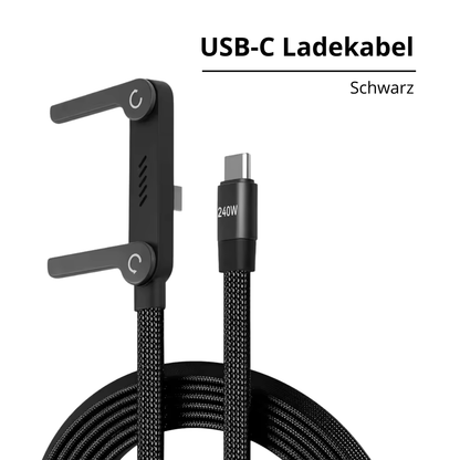 240W USB-C auf USB-C Kabel (1,5m) – Schnellladekabel mit innovativem Handy-Ständer & 180° Winkelstecker