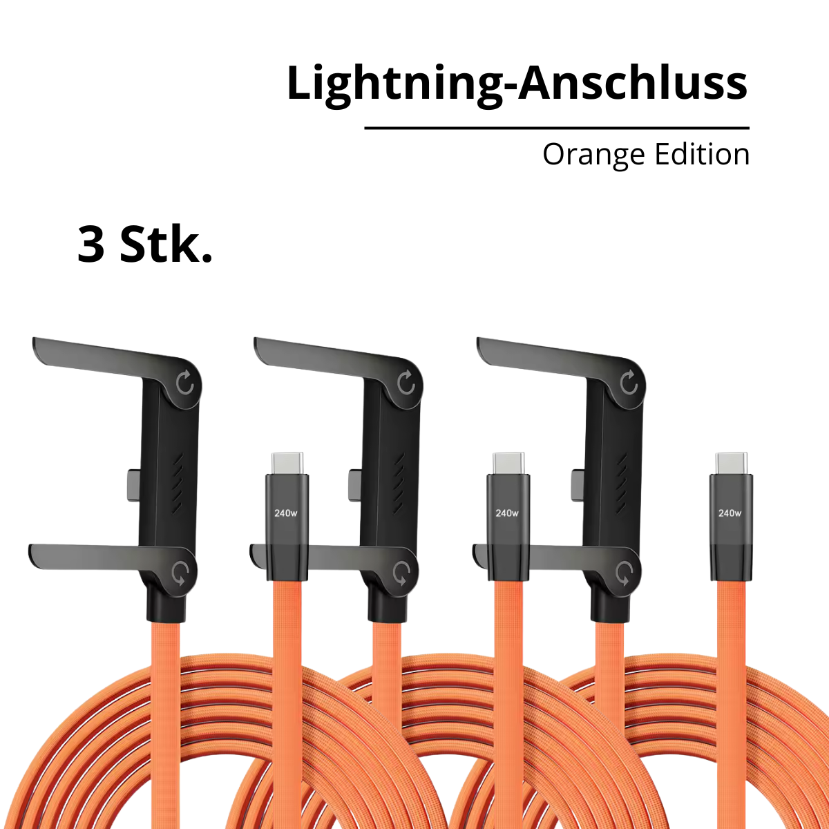 240W USB-C auf USB-C Kabel (1,5m) – Schnellladekabel mit innovativem Handy-Ständer & 180° Winkelstecker